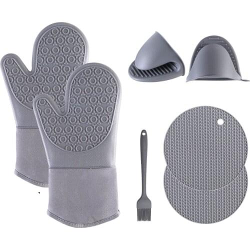 Creative Oven Baking Tools Set Heat Insulation Cotton Silicone Gloves Honeycomb Silicone Pads Mat Finger Glove Oil Brush