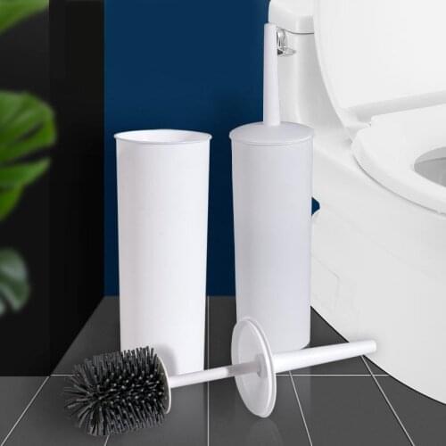 Floor Standing Toilet Brush with Holder Set Soft Bristles Silicone TPR Brush Head Splash Proof Quick Drying Bathroom Accessories
