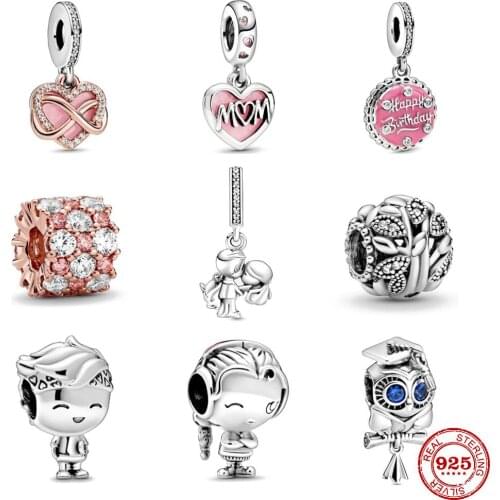2020 new Pink & Clear Sparkle boy girl charms beads fit original pandora charms silver 925 bracelet DIY women jewelry berloque