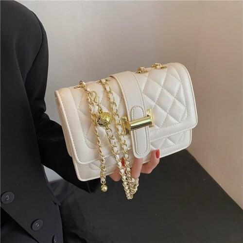 2021 New For Women Rhombic Grid Crossbody Shoulder Bags Luxury Brand Chain Messenger Bag Casual One-Shoulder Small Square Bag