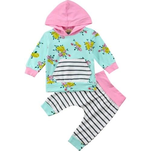 Baby Clothes 2pcs Newborn Toddler Baby Kid Girl Clothes Hooded Sweater Tops+Pants 2pcs Outfits