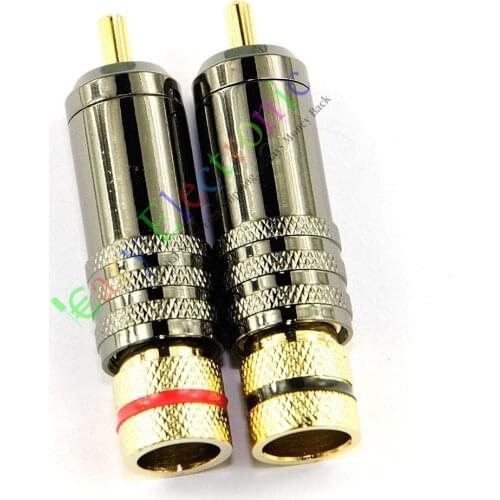 Wholesale and retail 20pc Gold plated RCA Plug Male Screw Locking tube Audio cable Grade Connector free shipping