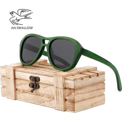 AN SWALLOW Real Wood Sunglasses Polarized Wooden Glasses UV400 Bamboo Sunglasses Brand Wooden Sun Glasses With Wood Case