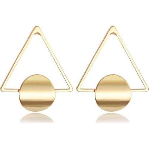 Triangle Round Ear Studs European and American Creative Three-dimensional Earrings Jewelry Electroplated Glossy Geometric