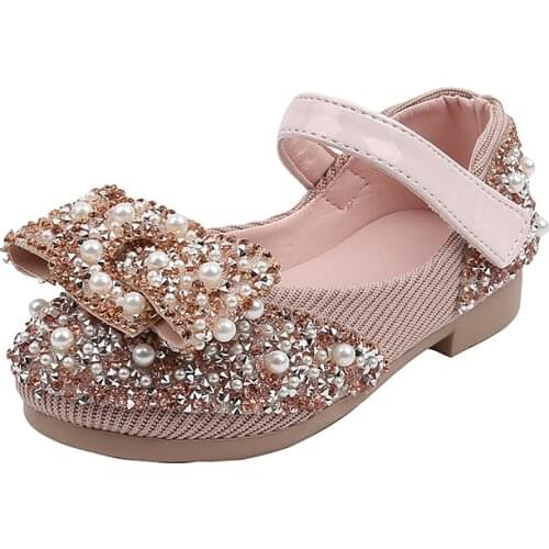 Baby Girls Party Leather Shoes For 1 2 3 4 5 6 Year Old toddler Girls Princess Flats Children Kids Dress Rhinestone Beads Shoes