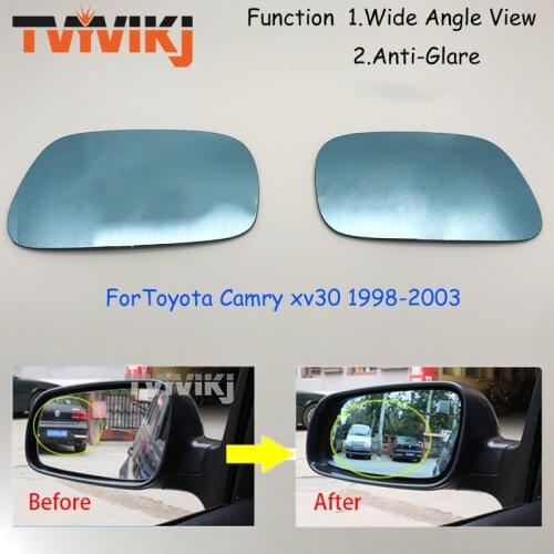 TVYVIKJ Side Rearview Mirror Blue Glass Lens For Toyota Camry xv30 1998 1999 2000 2001 2002 2003 Wide Angle View anti glare