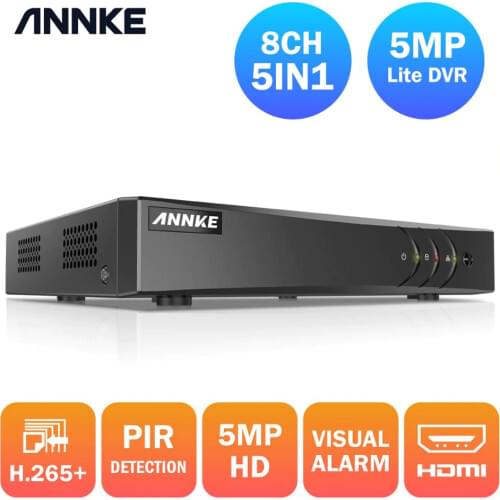 ANNKE 5MP Lite 8CH HD Video Surveillance DVR 5IN1 H.265+ Digital Recorder PIR Motion Detection For 2MP 3MP 5MP IP CCTV Cameras