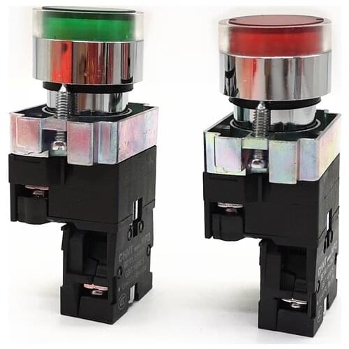 1PCS CHINT Switch NP2-BW3461 NP2BW3462 Push Button With LED Light AC220V DC24V Illuminated Pushbutton