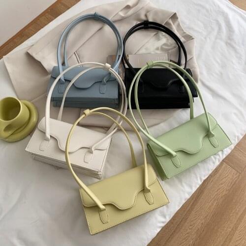 2021 Women Summer Shopping Handbag PU Leather Shoulder bag Retro Solid Color Ladies Underarm Bag and Purses Crossbody Designer