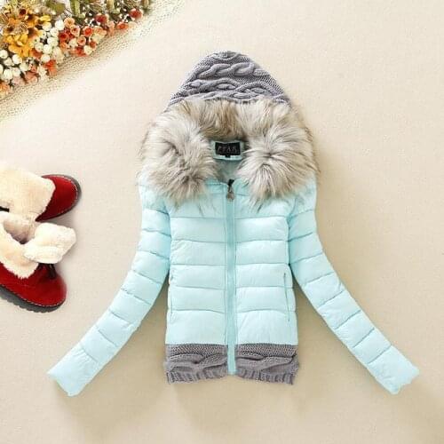 Winter Thickening With a Hood Short Design Wadded Jacket Large Fur Collar Down Jacket Cotton-Padded Fur Collar