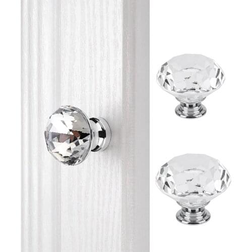 1 Pcs Cupboard Drawer Pull Hardware Glass Knob Cabinet Door Wardrobe Handles 30/40mm Diamond Shape Design Home Decor