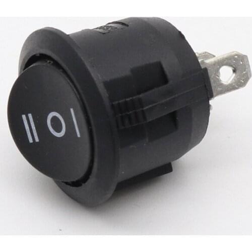 10Pcs 23mm Round Black 3 Pin 10A/125V 6A/250V AC 3 Position SPDT ON-OFF-ON Rocker Switch Snap-in