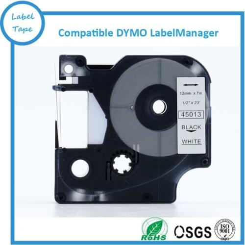 10pcs black on white D1 tape 1/2"x23' Compatible DYMO D1 labelmanager cassette 45013