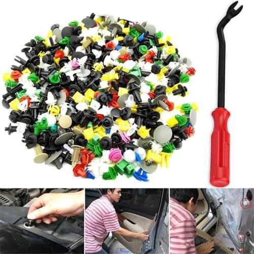 1000pcs/set Automotive Plastic Car Rivet Fender Interior Shock Absorber Trim Push Pin Clips Kit Car Accessories With 6 Inch Tool