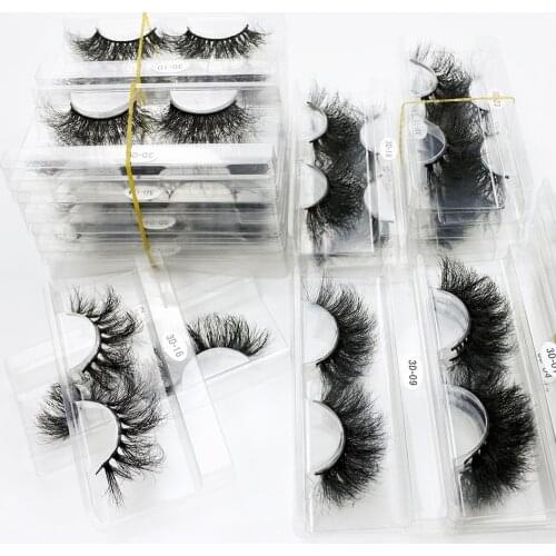 25mm Mink Eyelashes 5/10/20/30/40/50Pairs Fluffy Lashes With Tray No Box Mink Lashes Wholesale 3D Mink Lashes