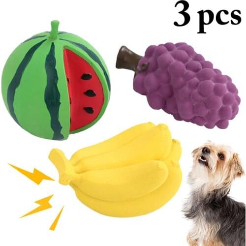 3PCS Pet Bite Toy Creative Faux Fruit Shape Latex Pet Chew Toy Pet Sound Toy Pet Teeth Toy Pet Funny Toy Dog Bite Toy