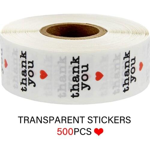 500 Pcs 1inch Clear Round Thank You Sticker Seal Labels Stickers Scrapbooking for Package Stationery Pvc Transparent Sticker