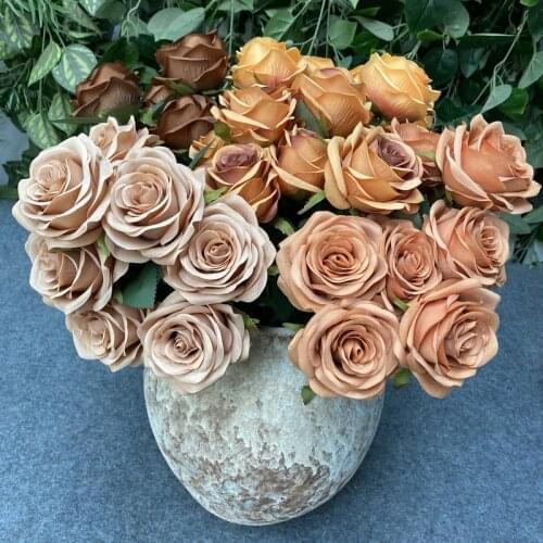 9head/bunch Rose Wedding Living Room Decoration Simulation Silk Flower Photography Props Artificial Flower Fall Decor