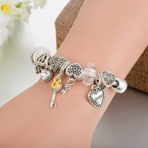 ANNAPAER 2019 Catena Beads With Heart for Love Accessories for Jewelry Charm Bracelet DIY Jewelry for Women Valentines Gifts