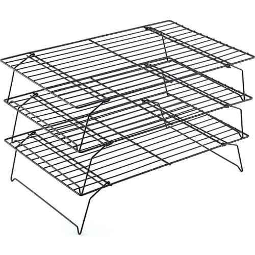 Large capacity three-layer baking cake cold rack stable support non-stick biscuit drying shelf iron wire kichen accessories