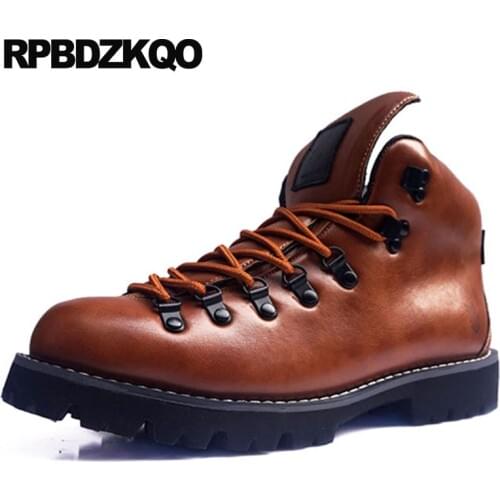 Autumn boots designer shoes men high quality fashion lace up plus size combat waterproof military brown booties footwear army
