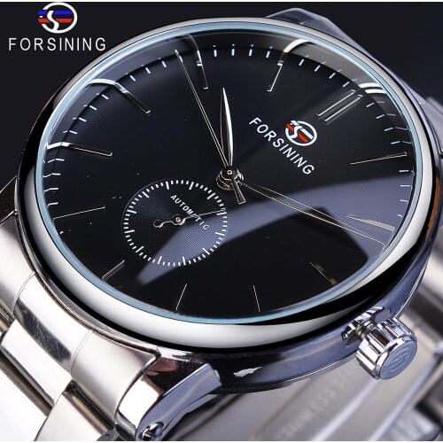 Forsining Mens Watch Mechanical Business Wristwatch Fashion Silver Stainless Steel Top Brand Luxury Classic Automatic Man Clock