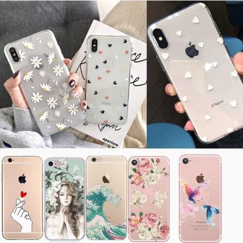 Phone Case For iPhone SE 2020 Cute Cartoon Love Heart Transparent Soft TPU For iPhone X 6 6s 7 8 Plus X XS SE 2020 SE 2 Cover