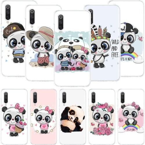 Lovely Panda Baby Cute Phone Case For Xiaomi Mi Note 10 11 9 8 10T 9T CC9 A1 A2 A3 5X 6X Pocophone F1 X3 F2 Pro Lite Coque Cover