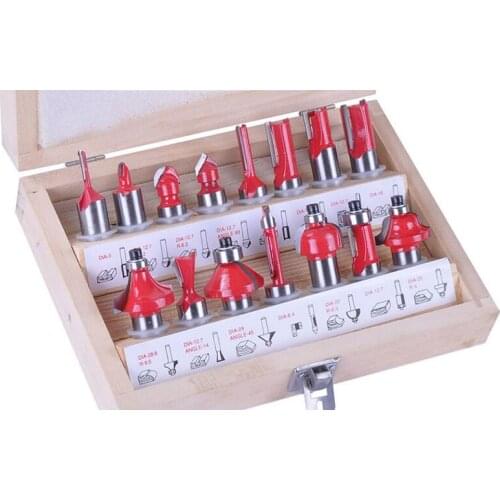 Woodworking engraving (bakelite milling) trimming machine special milling cutter 1/4 15pc one set