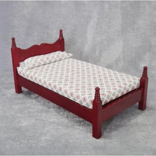 G05-X4621-2 children baby gift Toy 1:12 Dollhouse mini Furniture Miniature rement wooden Classical mahogany single bed