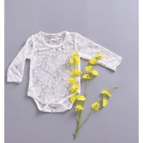 Baby Clothes Girls White Flower Print Romper Infant Lace Jumpsuit Clothes Sunsuit Outfits New Born Baby Photography Prop Clothes