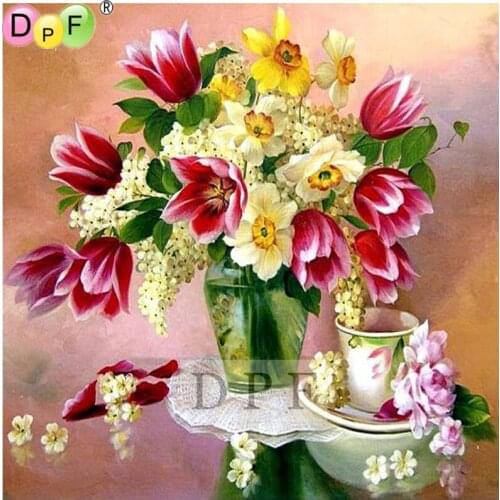 DPF DIY diamond painting Vase and tea cup diamond embroidery mosaic kit full square Rhinestone crafts wall painting artwork