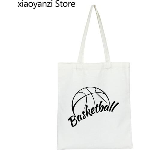 Women Men Basketball Lovers Canvas Shopping Bags Totes Eco Reusable Girls Fashion Handbag Black Ladies Shopper Bags Shoulder Bag