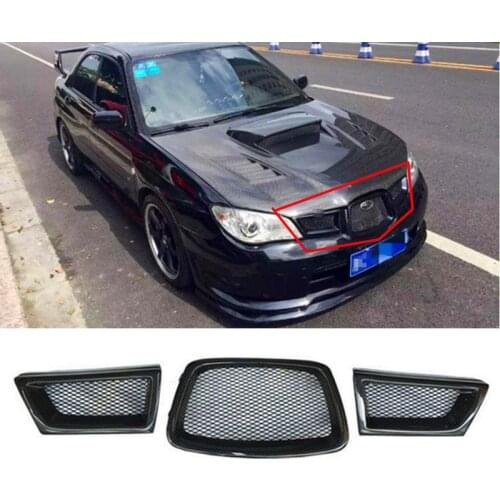 JX-LCLYL 3pcs Carbon Fiber Front Mesh Grille For Subaru Impreza WRX STi 9th 2006-2007