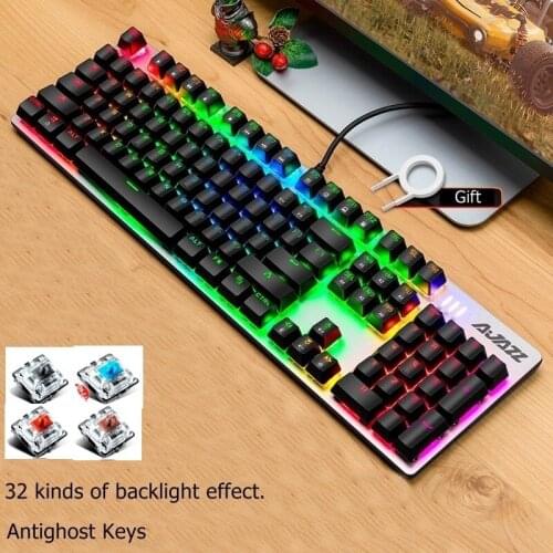 Ajazz Mechanical Warfare Antighosting 104 Key USB Wired Mechanical Keyboard Computer Keyboard With Variety of Light Effect