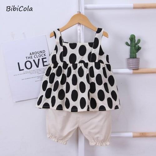 Baby Girls Clothing Sets New Summer Sleeveless T-shirt+Print Dot 2Pcs for Kids Clothing Sets Baby Clothes Outfits Suit