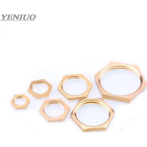 Brass Hex Lock Nuts Pipe Fitting M10 M12 1/8" 1/4" 3/8" 1/2" 3/4" 1" BSP Female Thread Hexagonal shank cap