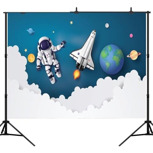 Lyavshi photography backdrops space travelling rocket astronaut planet stars dream baby shower photocall celebration background
