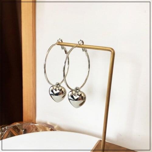 LANIWOO Metal Heart Dangle Earring 2021 New Fashion Trendy Jewelry For Women Girls Wholesale Accessory