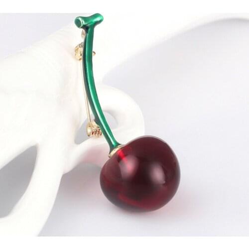 2019 New Korea Fashion Women Brooch Cute Alloy Simple Cherry Brooch Pin for Girl Corsage Jewelry Accessories