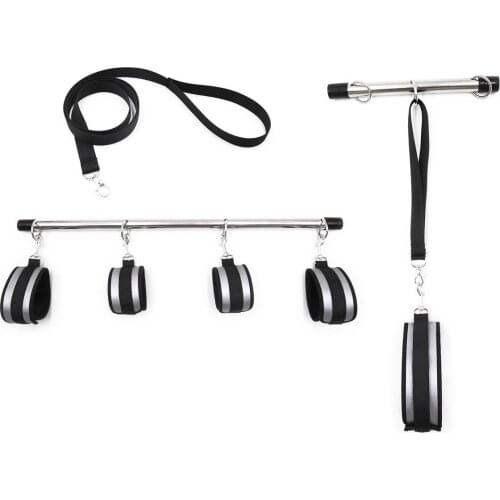 Spreader Bar Bondage Set With Handcuffs Ankle Cuffs Collar For Bdsm Fantasy Fetish Role Play Adults Games Restraints Shackles