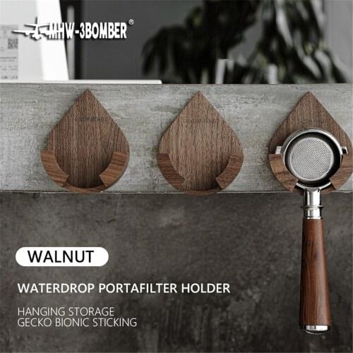 Coffee Portafilter Wall Rack Walnut Wood Espresso Coffee Filter Holder 51MM/53MM/58MM Tamper Wall Mounted Rack Coffee Tools