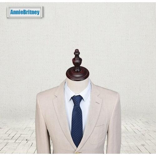 2017 Latest Coat Pant Design Beige Linen Men Suit Slim Fit 3 Piece Tuxedo Custom Wedding Suits Groom Prom Blazer Terno Masculino