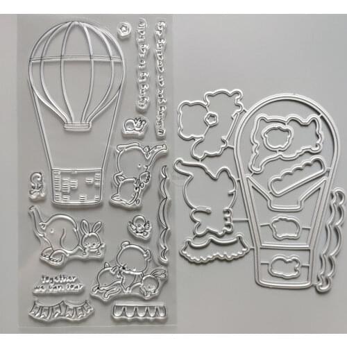 2021 New Hot Air Balloon Clear Stamps and Metal Cutting Dies DIY Scrapbooking Embossing Album Seal Template Punch Stencils