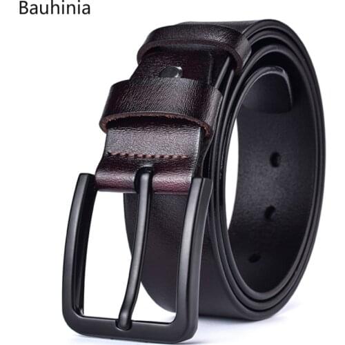 New Mens 3.8cm Luxury Simple Leather Belt Classic Black Personality Casual Retro Pin Buckle Belt