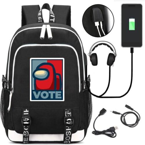 Game Among Us Oxford Hip Hop USB Charging Casual Bag Unisex School Backpack for Girl Boy College Outdoor Bagpack Travel Mochilas