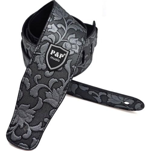 Guitar Strap Embossing PU Leather for Electric Guitar Bass Acoustic Guitarra Folk Guitar Accessories Leather Straps