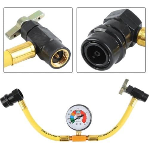 R134A Car Air Conditioning Refrigerant Hose Recharge Measuring Kit Gauge 350mm R-134a Can to R12/R22 Port car-styling