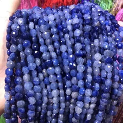 Oblate cut Natural Stone Beads Blue Aventurines Loose Stone Bead for Bracelet Necklace Jewelry Making DIY Size 6mm