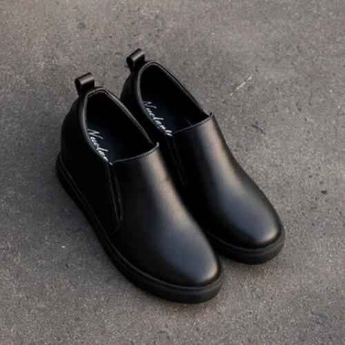 Shoes Height Increasing Insole Shoes Wedge Loafers Small Shoes 31 32 33 Leather Pumps 2021 New